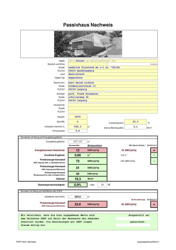 Energiekonzept Doppelhaus PHPP